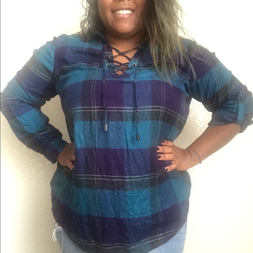 plaid lane bryant top